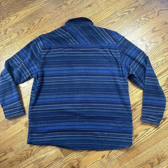 Eddie Bauer Shirt Adult XL Chamois Button Up Blue Outdoor Striped READ - Picture 9 of 11